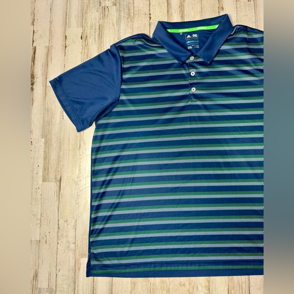 Adidas Climalite Golf Performance Polo Shirt Mens 2XL Blue Short Sleeve - Picture 3 of 9